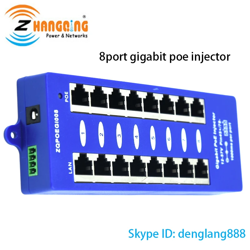 GPOE-8B Multi port 10/100/1000 24v 48v 56v Passive Gigabit Poe Injector 8 Port