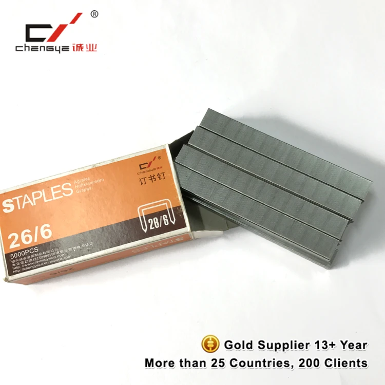 Серебряные офисные скобы 26/6 pin 5000 шт./кор.