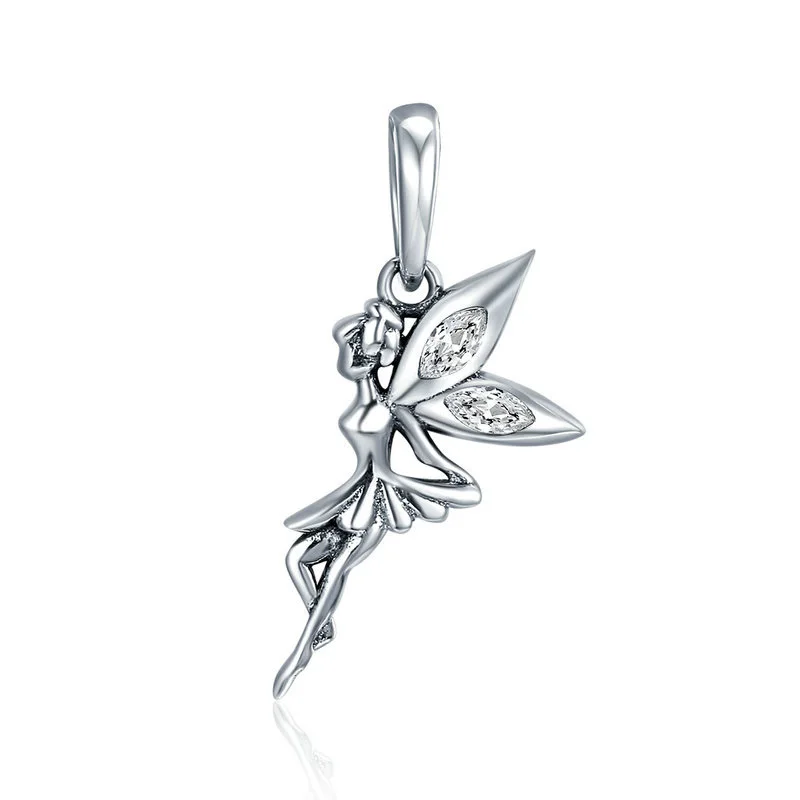 Authentic 925 Sterling Silver Flower Fairy Dangle Pendant Charms fit Women Charm Bracelets & Necklaces jewelry
