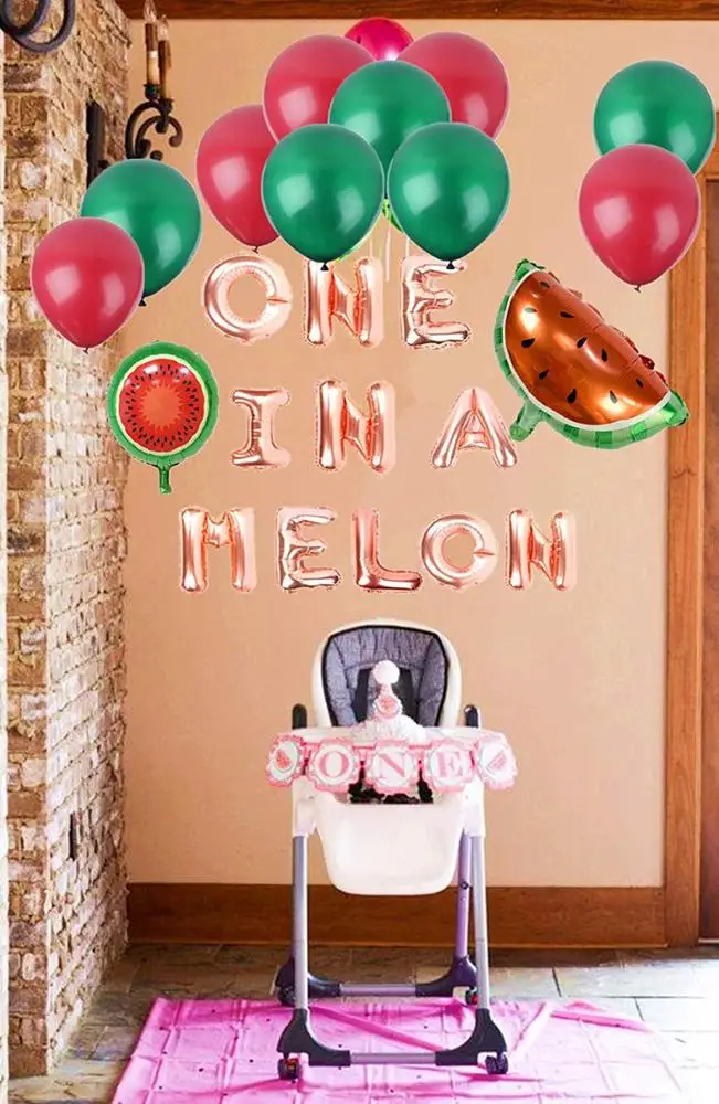Set of 13 Rose God One in a Melon Balloons Watermelon Balloon One In A Melon Party Decoration Watermelon First Birthday Balloons