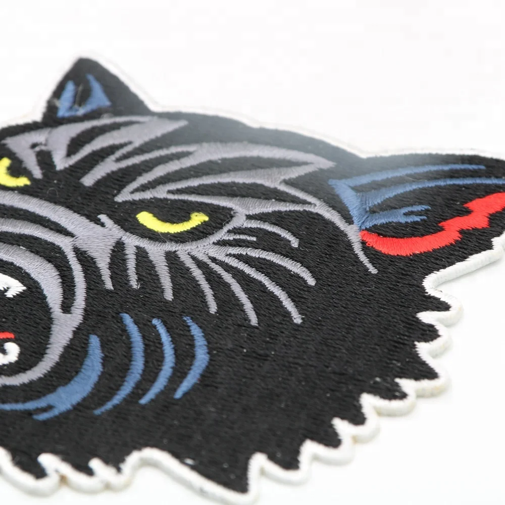 CUSTOM 3D logo embroidery wolf patch design iron on clothing badge