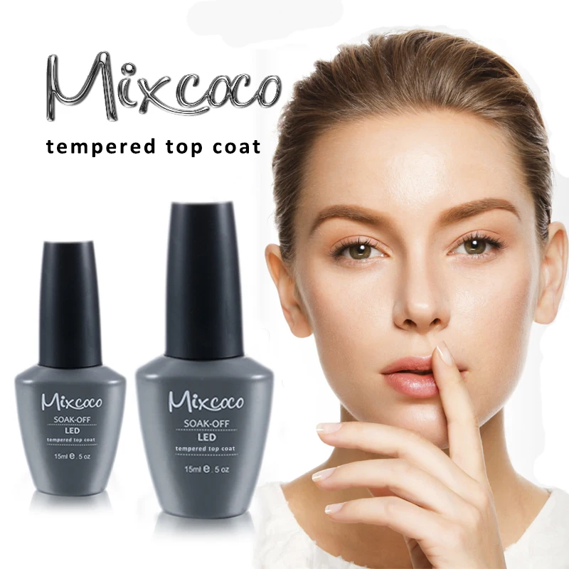 Mixcoco Nails supplies Salon esmalte em en de Professional salon Products no wipe Tempered Top Coat  base gel UV Gel Polish