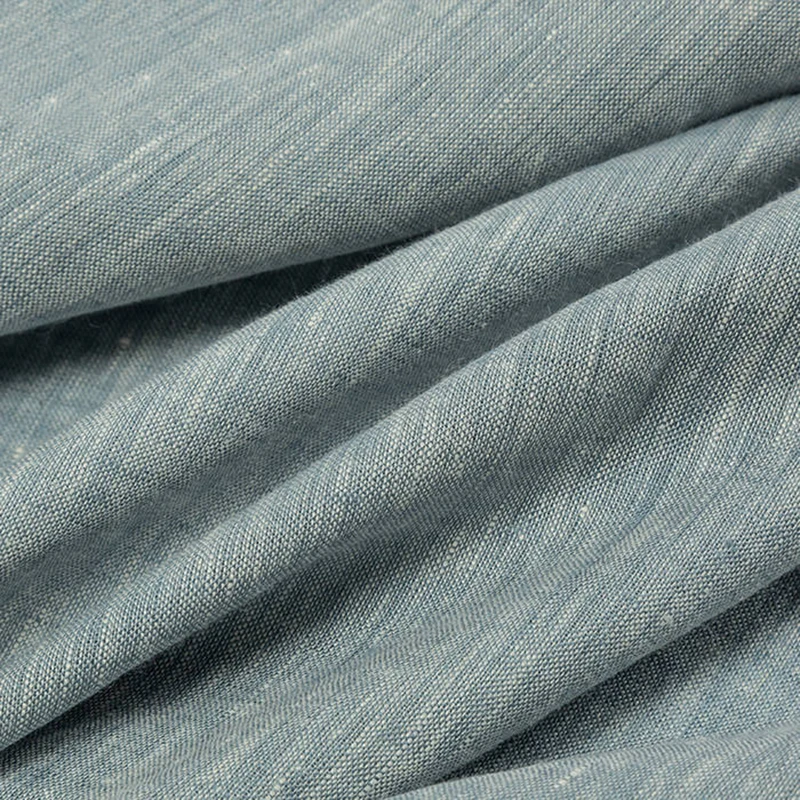 
Breathable woven 100% linen chambray fabric for casual dress 