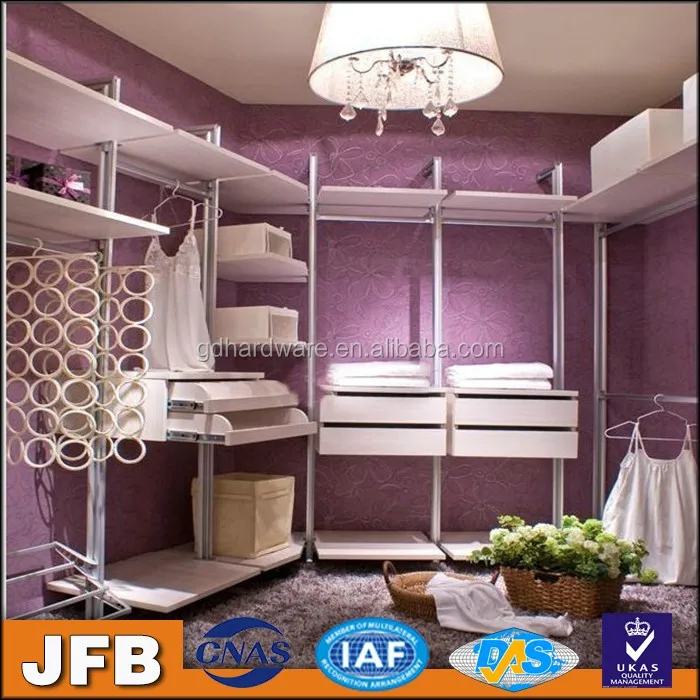 Dressing room partition aluminum wardrobe back wall cloakroom pole system closet bedroom simple wardrobe