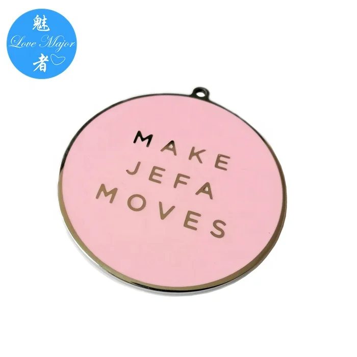 Pink Oil Enamel Inspiration Text Design Stainless Steel Jewelry Pendant of Fashion Jewel