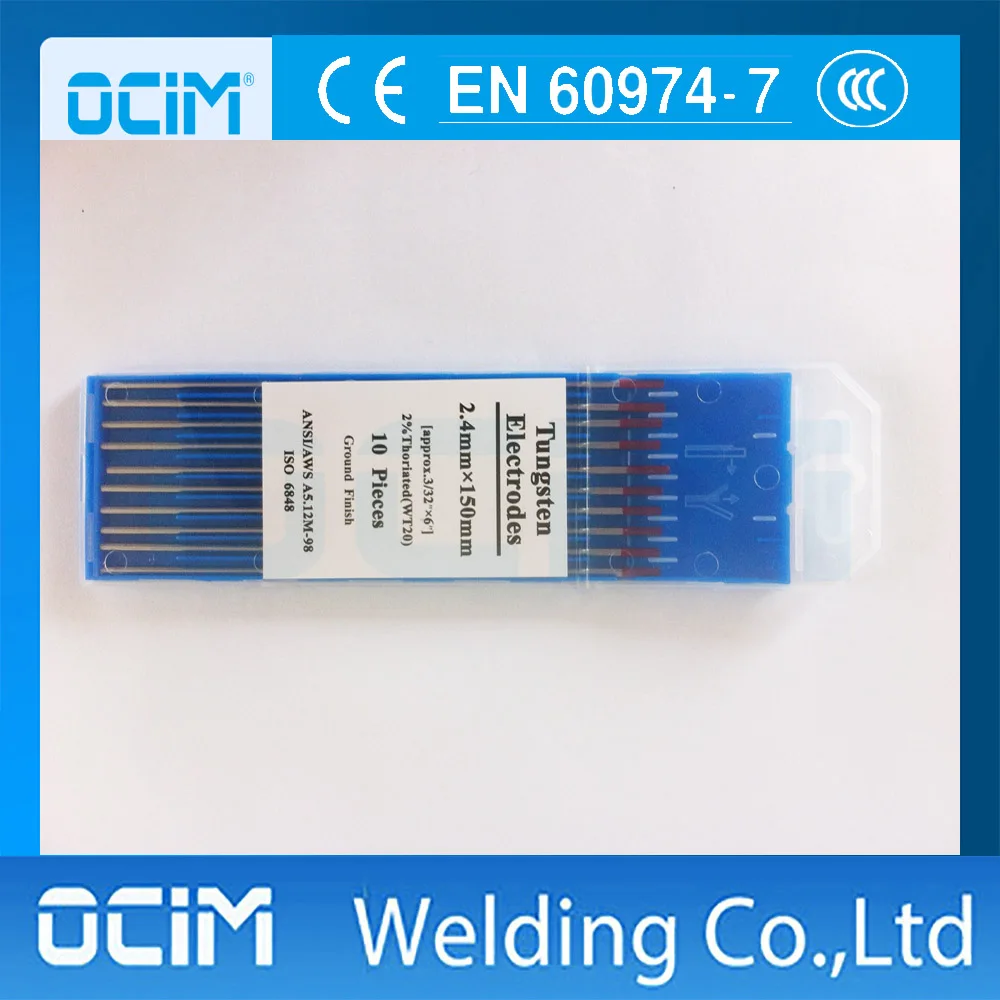 10PCS/LOT Wt20 Thorium Tungsten Electrode Red Color 2.4*175mm