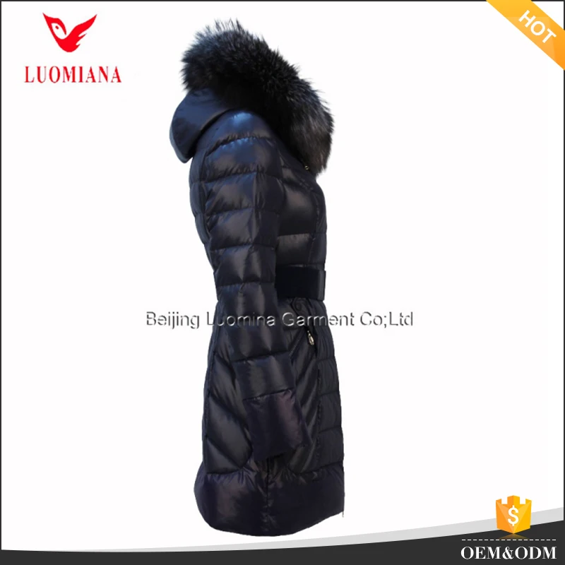 2021 Quilted high-end luxury women winter coat unique design down jacket with belt and fur