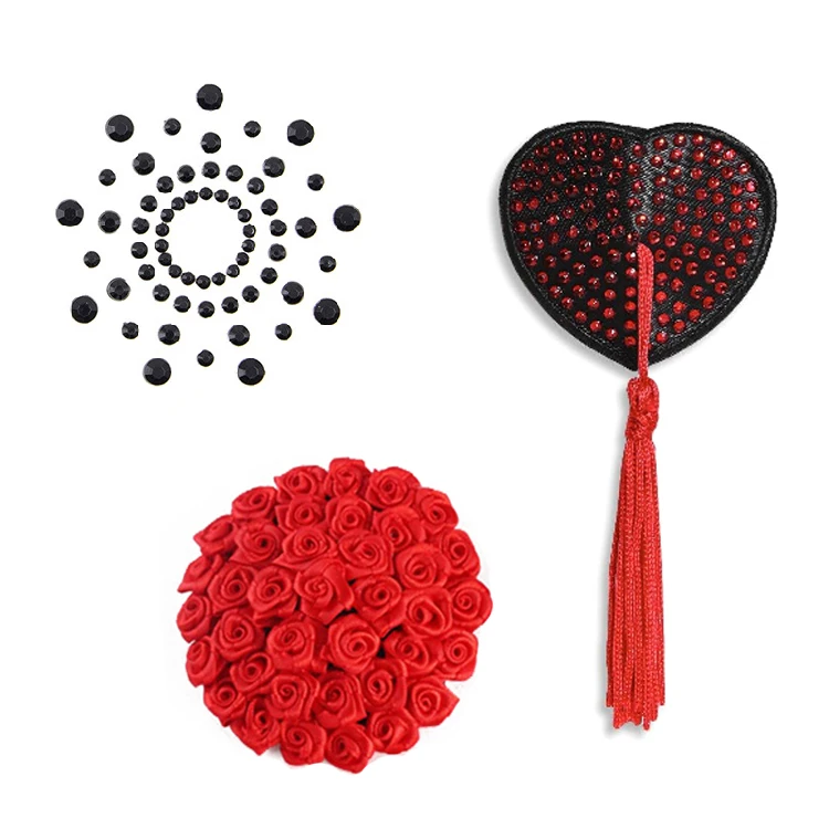Wholesale sexy underwear black glitter heart nipple piercing pad, breast pasties