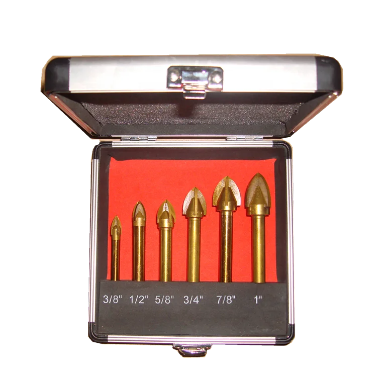 Titanium Coated Round Shank Cross Carbide Tip Glass Drill Bit for Glass Ceramic Porcelain Tile Drilling