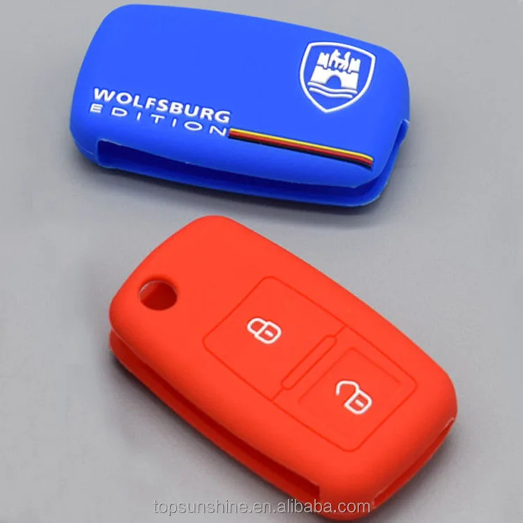Guangzhou Auto Parts Silicone Remote Keyless Entry Accessories 3 Buttons Car Key Fobs Case Covers for VW Polo