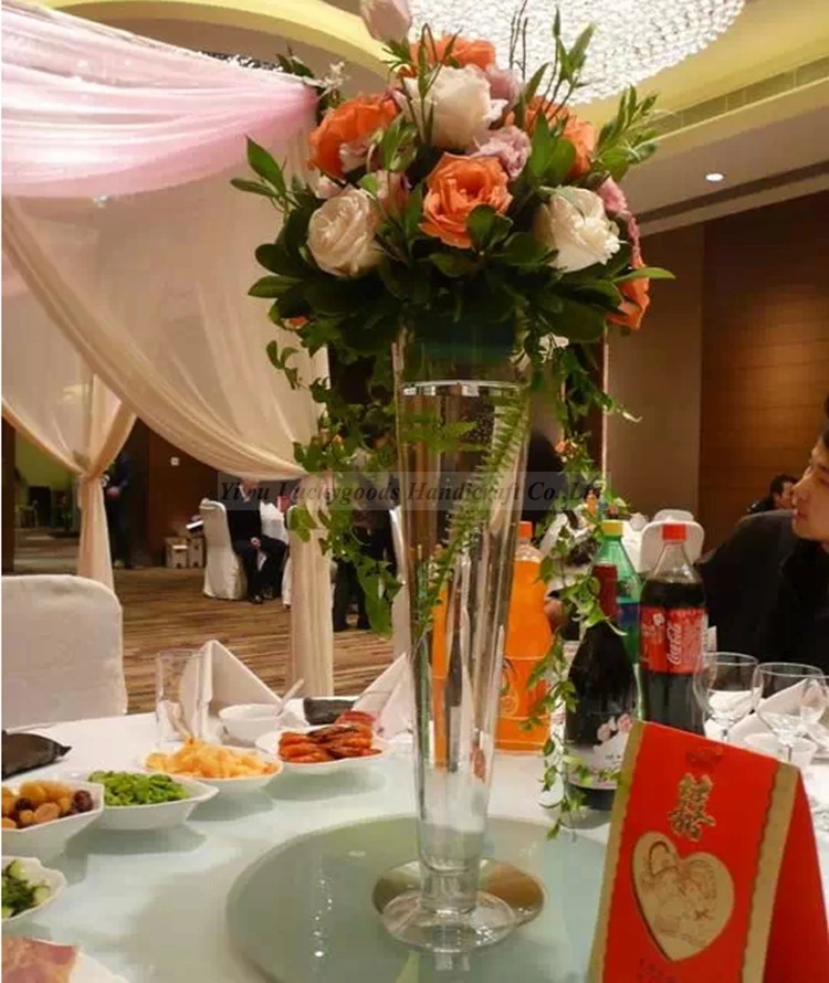 
China Factory Supply Cheap glass flower vase clear cylinder wedding vases for wholesale 