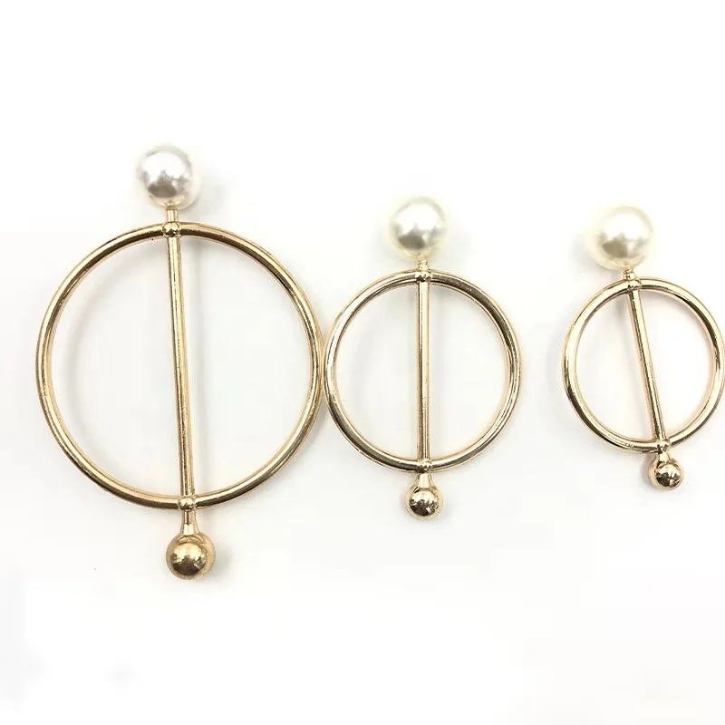 Garment Decorative Hot Sale Pearl Buckle  Elegant Gold Pearl Belt Ring Buckle