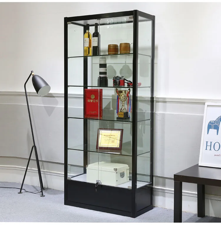 Hot sale Tempered Glass wooden Jewelry Display Showcase/portable jewelry display showcase