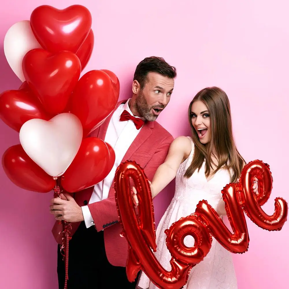 Heart Balloon Set for Valentines Day LOVE Latter Balloon I Love U Balloon for Wedding Birthday Valentine Party Decorations