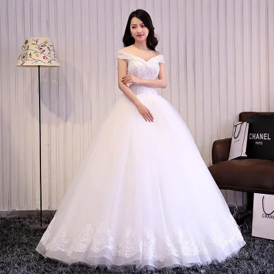 
Korean Fancy bride dress Off Shoulder Heavy Beaded wedding dress bridal gowns 