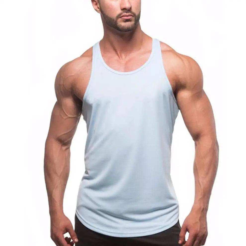 Good price OEM 100 cotton custom logo blank casual mens vest black tank