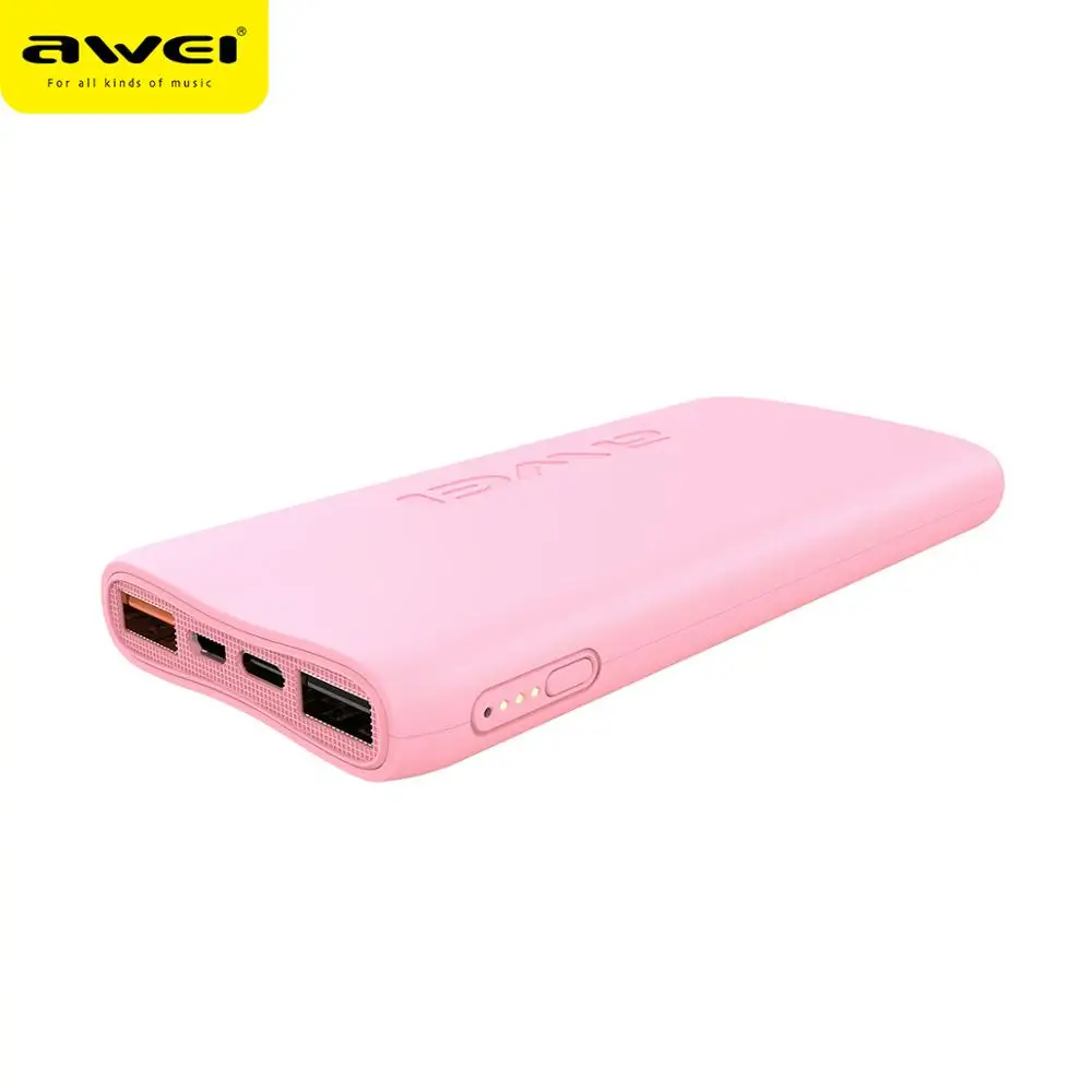 Original  factory Awei fast charging cute portable power bank 10000mAh with dual usb output