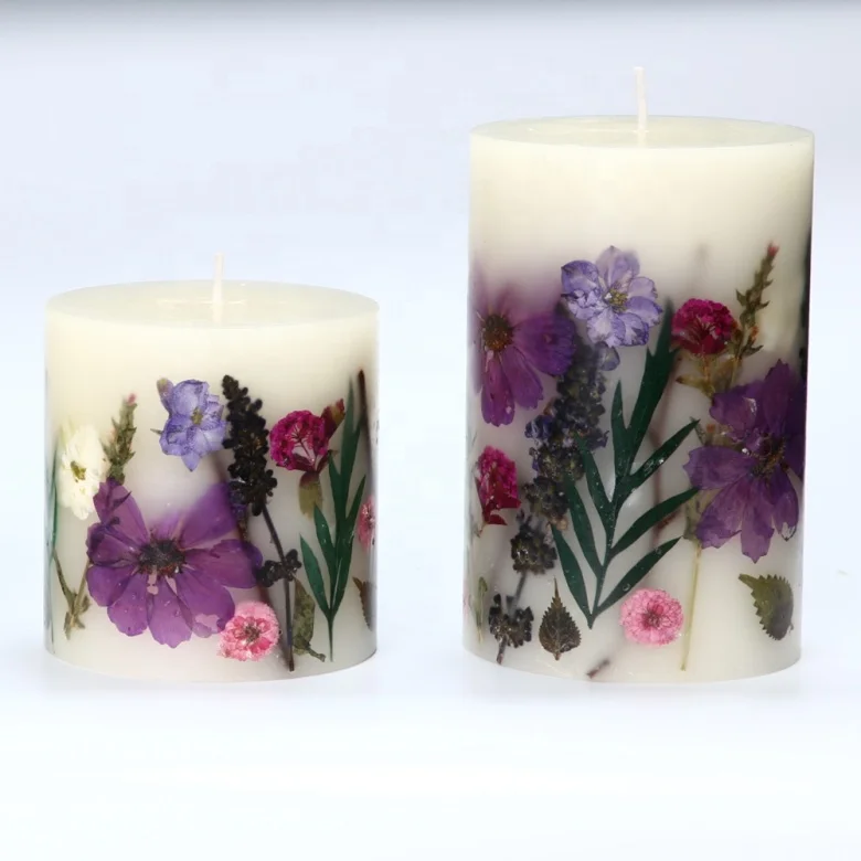 
wholesale luxury scented wax candles with flowers and plants 