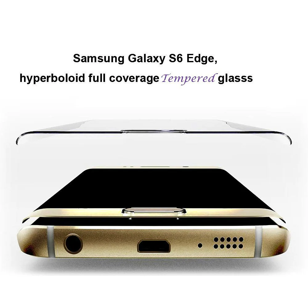 100% матч 3D изогнутый полное покрытие из закаленного стекла протектор экрана пленка для S6 края