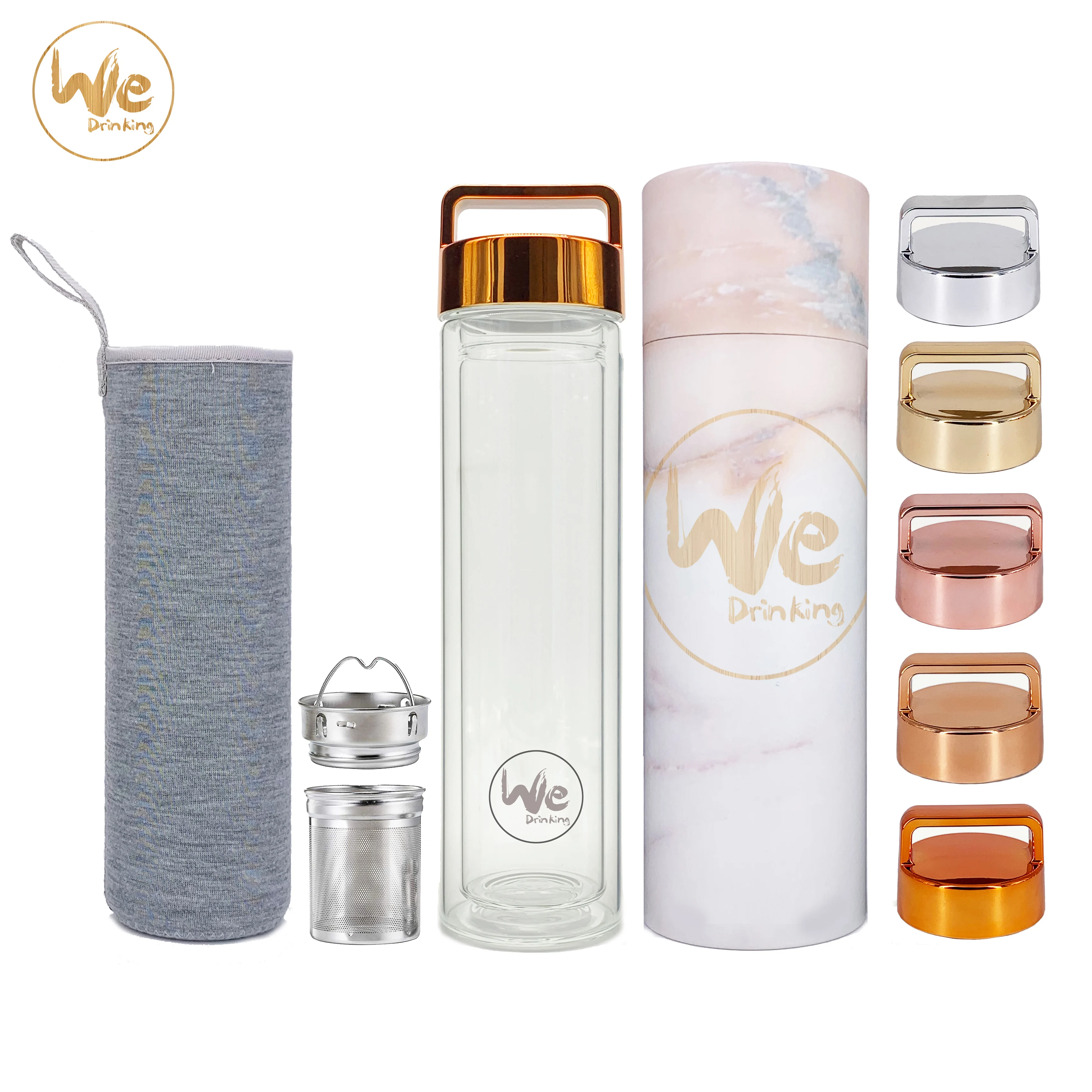 BS04 550ml BPA free Eco Friendly Original Bamboo Tea Water Flask with Infuser and Strainer for Brewing Loose Leaf and Detox Tea