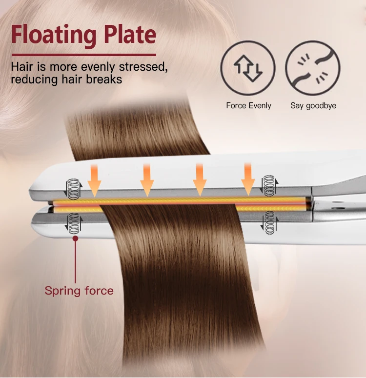 Плоский керамический Профессиональный ИК-выпрямитель для волос с нанотитановым турмалином