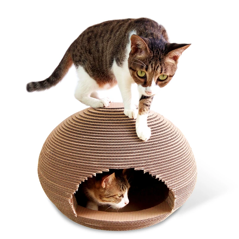 DEKU  pet product cats toy tent shape corrugated cardboard house kura cat scratcher with catnip free
