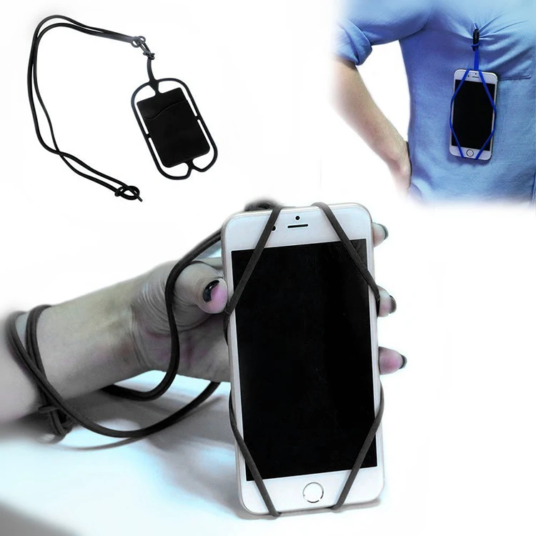 Free Samples Silicone Smart Cell Phone Holder Case with Lanyard wallet