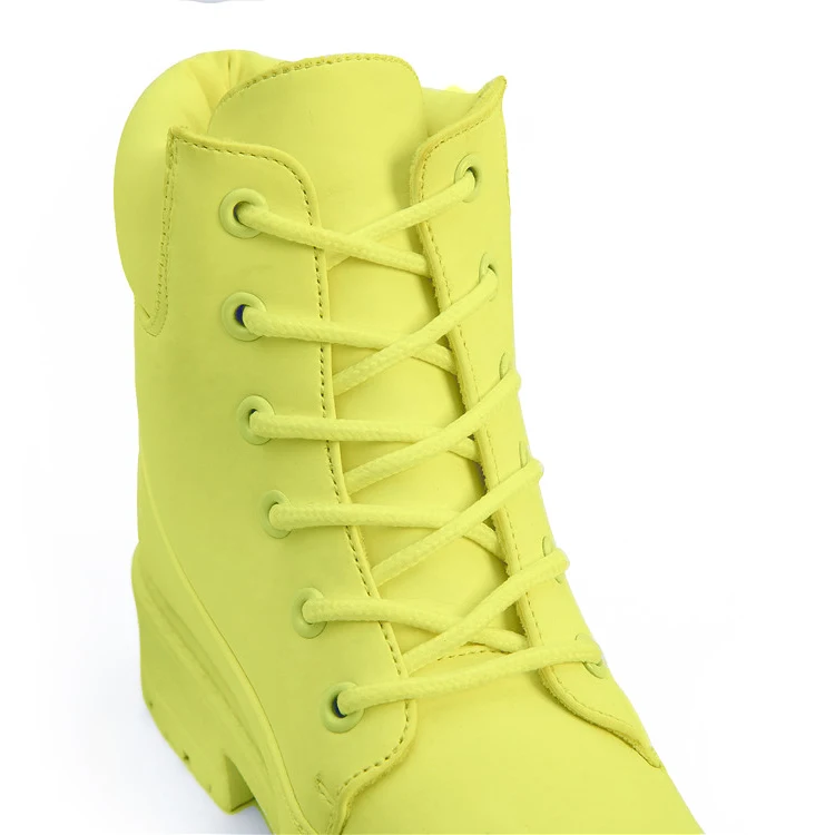 Outdoor Leather Hiking Shoes Ankle Pure Yellow Winter Leisure Casual Boots
