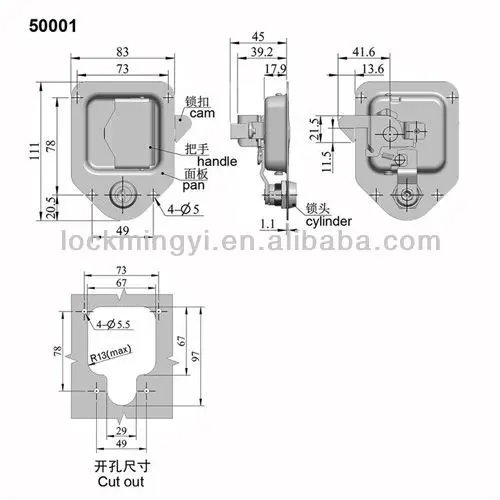 
SS304 small paddle handle flush latch used for tool box 