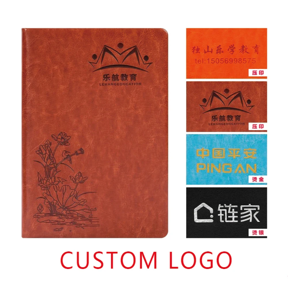A5 Custom print notebook pu leather hardcover notebooks diary custom business journal study planner vintage handmade journal
