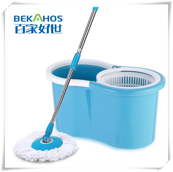 
Hand Press Spin pole Mop with 360 Rotating Pole Bucket 2 Microfiber Heads housekeeper dust mop for car floor 