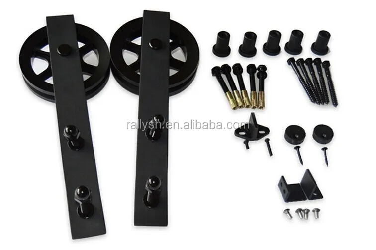 
6ft Vintage Strap Industrial Wheel Sliding Barn Wood Door Hardware Track Kit 