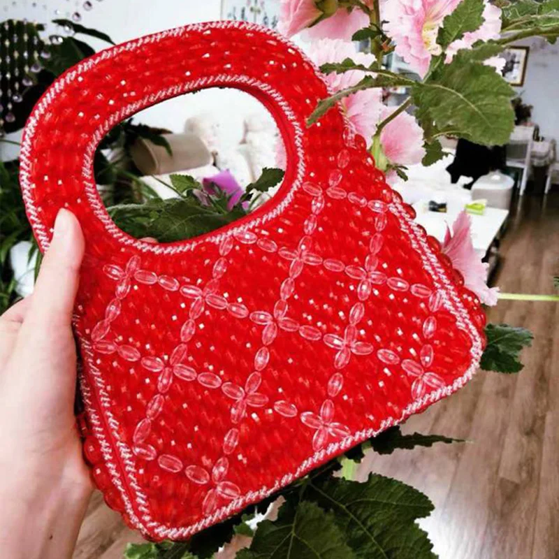French Niche Design Party Red Beaded Ladies Handbag Banquet Evening Clutch Purse