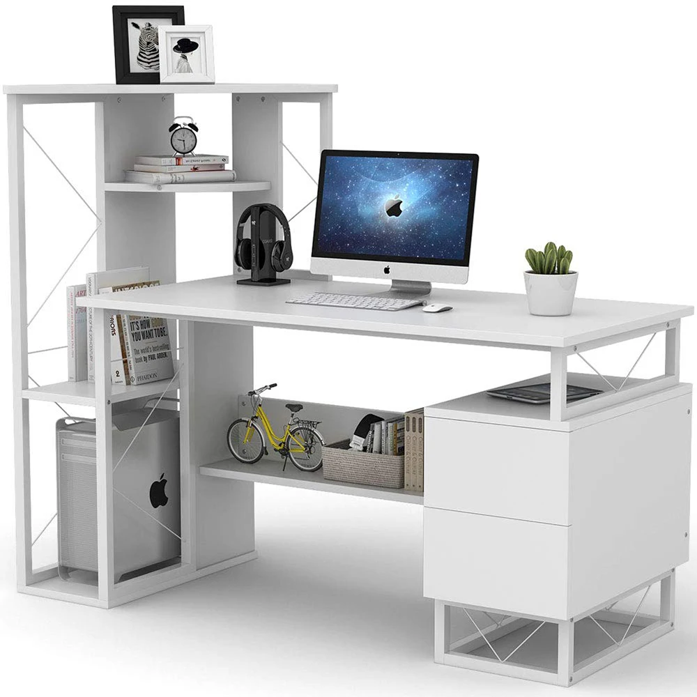 All White High Gloss Beautiful Office Home Computer Desk Bedroom Table