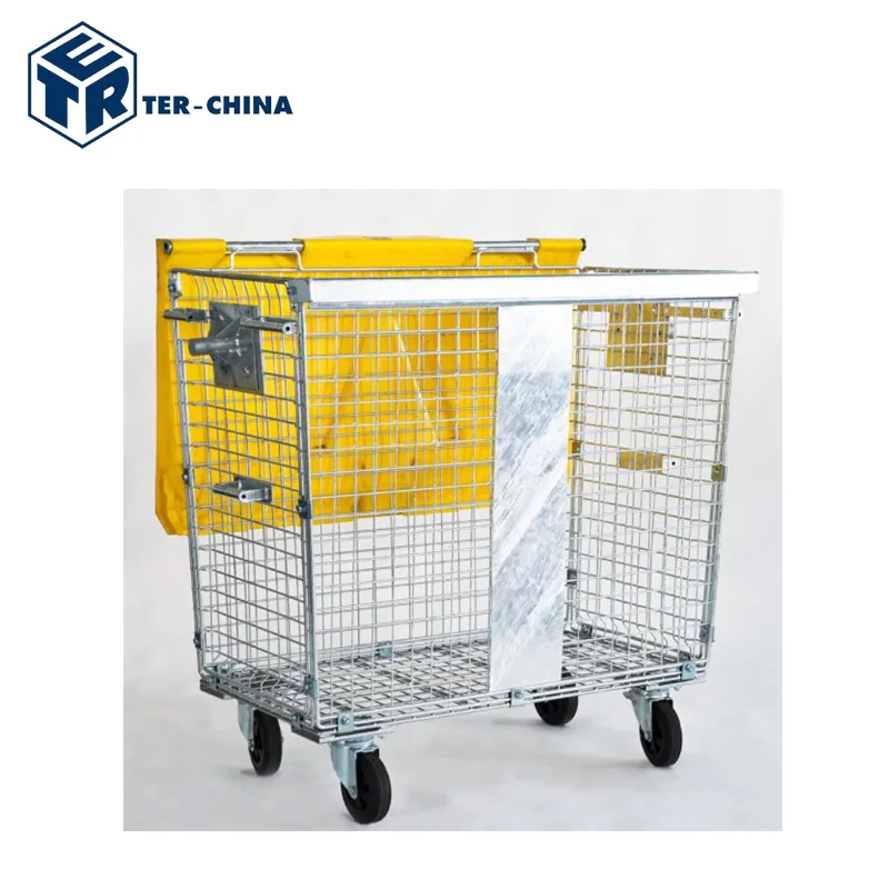 Galvanized steel garbage roll cage