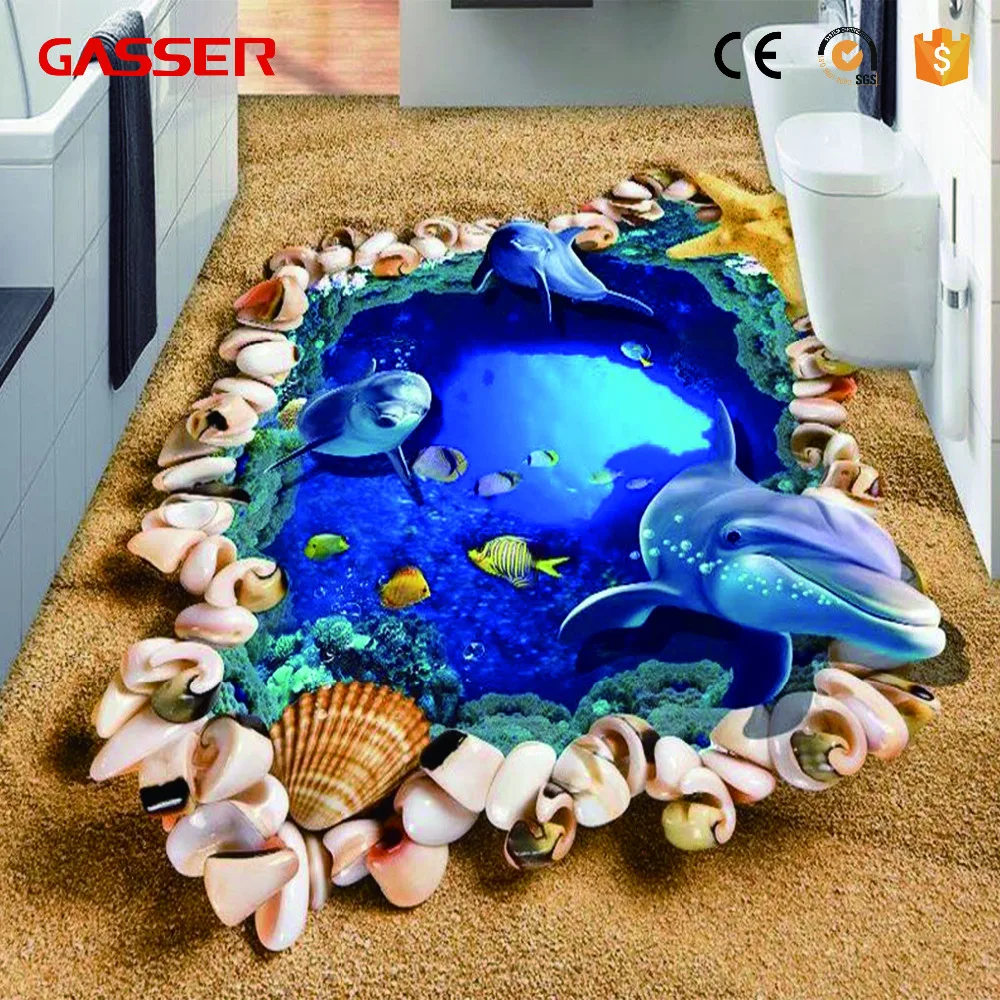 Decal Bathroom Tile Decorative 3D Floor Sticker Anti-slip Removable Custom Vinyl Waterproof Digital Printing Promotional Gifts