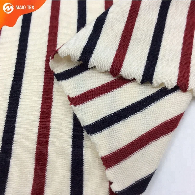 
Classic Pattern Stripe Style 30s cotton Spandex Yarn Dyed Knit Jersey Fabric for T-shirt 