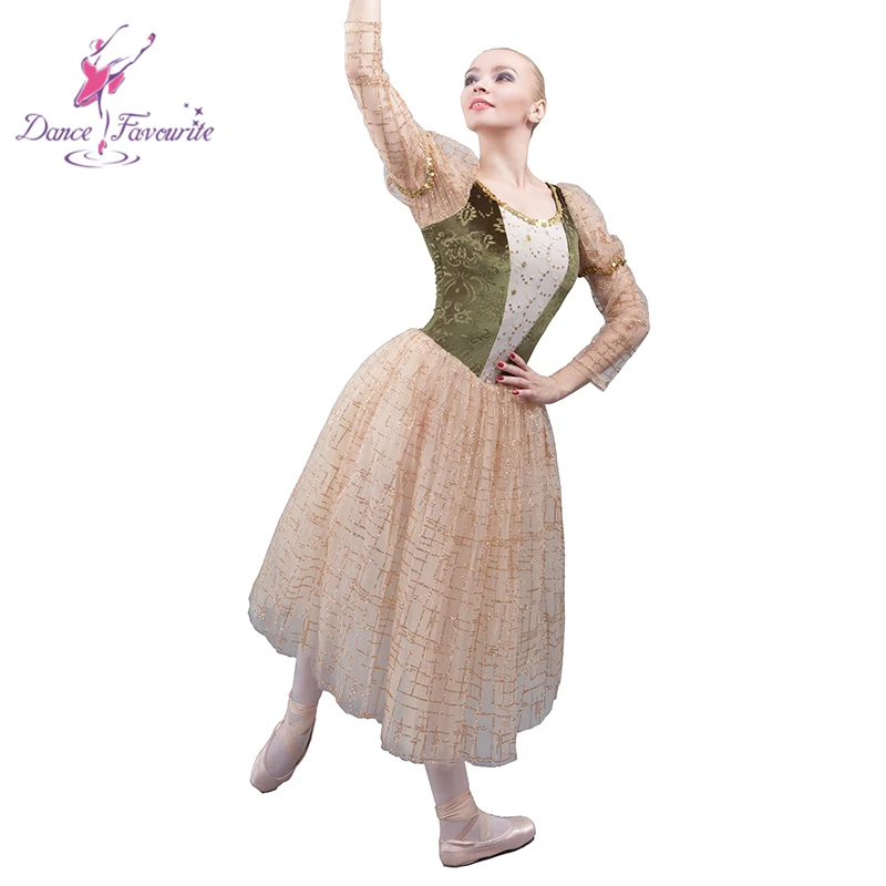 Long Sleeve Ballet Dance Performance Costume Romantic Tutu Ballerina Dress 18036