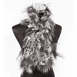 CX-S-115F Hot Sale Mixed Color 90*10CM Knitted Rex Rabbit Fur And Fox Fur Scarf For Women