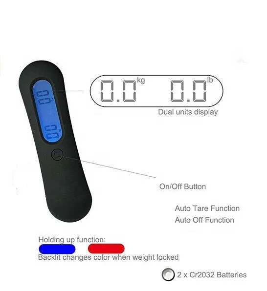 Hotsale portable automatic hanging travel digital luggage weighing scale suitcase scale with backlit LCD display