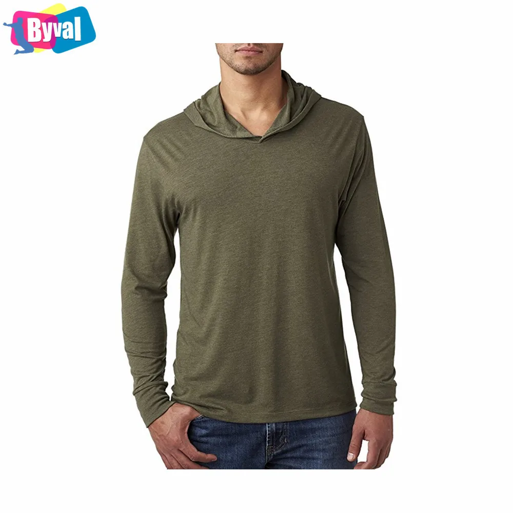 Mens Long Sleeve Plain Blank Tshirt Cotton T Shirt Custom Single Jersey Hooded T-Shirt OEM in Bulk Low Price for Men Women