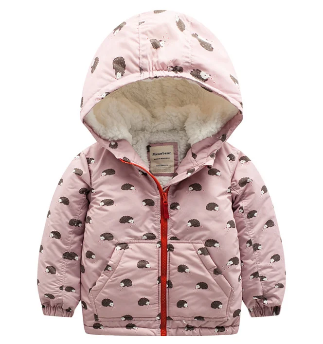 Детская зимняя стеганая куртка из берберского флиса с красивым принтом