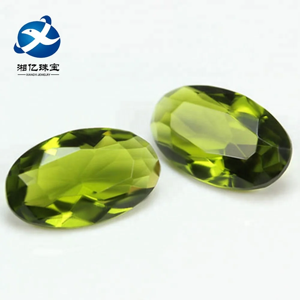 Fancy Color Egg Shape Peridot Color Glass Loose Gemstones
