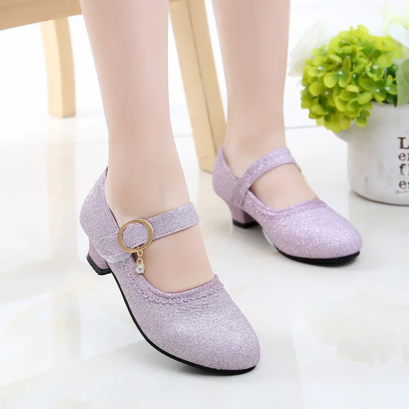 2019 Spring New Lady  Student Fashion High Heel Girl Leather Princess Shoe