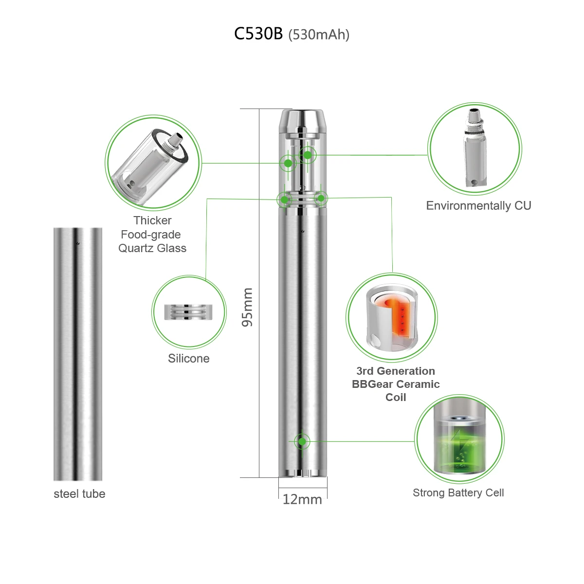 BBTANK 530MAH e smoking vape pen hot item usa vaping pen