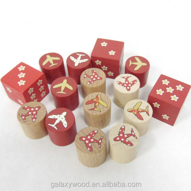 Custom  cylinder  shape wooden board game tokens  with different size and color