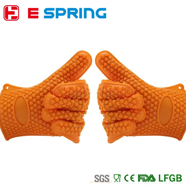 Orange Silicone Heat Resistant Gloves Mittens Tank Holder BBQ Cooking