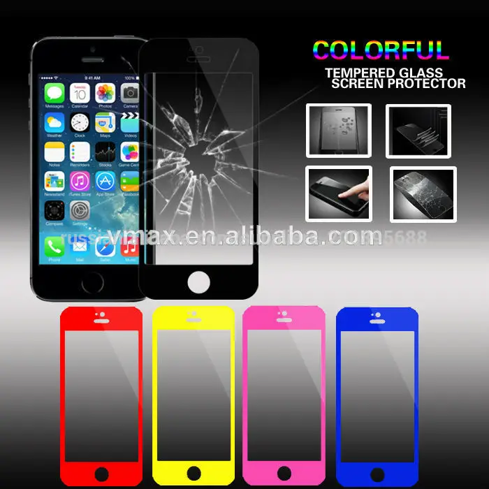 бренд vmax модный 2.5d изогнутый край закаленное стекло цвет протектор экрана для iphone 5 5c 5s цвет/odm службы( стекло щит)