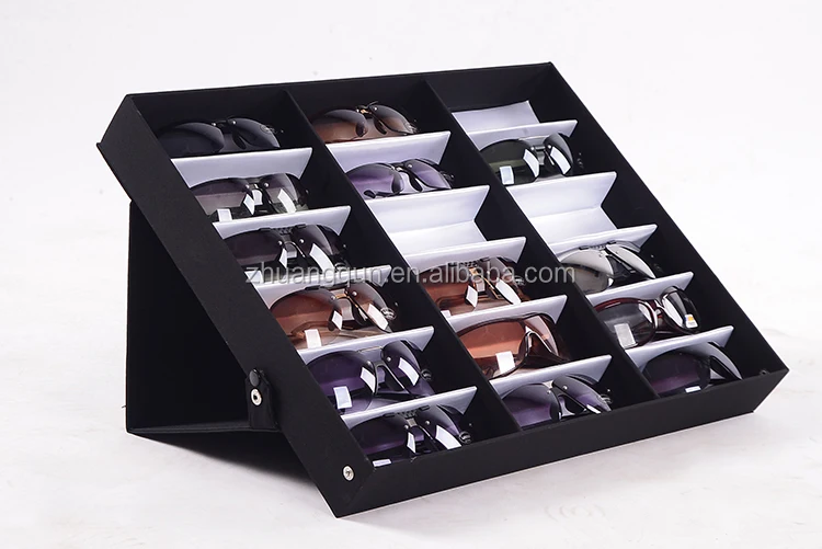
12 Slots Lamination Brocade Lining Drawer Eyewear Sunglasses Display Storage Box 