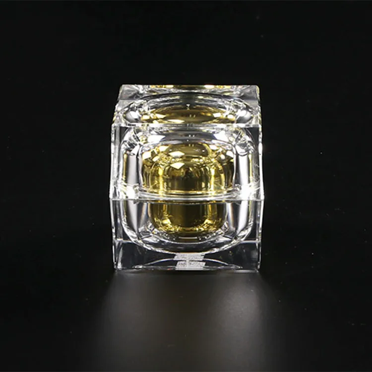 5G 10G 15G 30G 50G 100G Luxury Acrylic Square Double Wall Plastic Cream Jar With Colorful Square Cap
